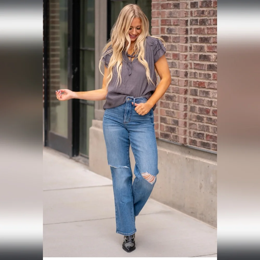 Judy Blue Tummy Control Top High Rise Straight Jeans - Picture 4 of 12